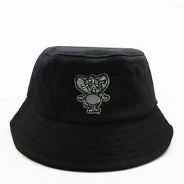 Berets Elephant Animal Embroidery Bucket Hat Fisherman Outdoor Travel Sun Cap Hats For Kid Men Women 378