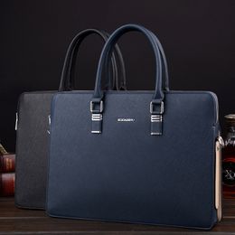 Briefcases Business Genuine Leather Men's Briefcase Bag 14Inch Laptop Handbag Large Capacity Male Shoulder for Document 230901