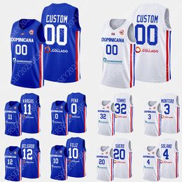 2023 Fiba República Dominicana Copa do Mundo 24 L.J. Figueroa Camisa de basquete 12 Angel Delgado 25 Lester Quinones 11 Eloy Vargas 2 Rigoberto Mendoza Andres Feliz