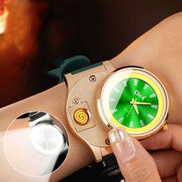 New USB Watch Cigarette Lighter Outdoor Portable Compass COB Lighting Windproof Tungsten Wire Smoking Accessories 7L6L