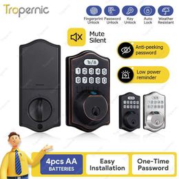 Door Locks Digital Electronic Smart Deadbolt Locks for Front Door Biometric Fingerprint keyless Entry Auto Lock Keypad Passcode door lock HKD230902