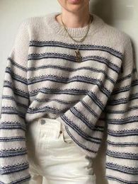 Women's Sweaters Striped Sweater Women Knit Pullover Female Casual Loose Jumper Ladies Long Sleeve Knitwear Autumn Winter Thick Top Jersey