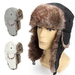 Berets Men's Winter Trapper Warm Russian Waterproof Ski Hat Bomber Cap Unisex Plush Outdoor Sports Skiing Hunting