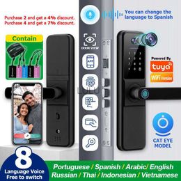 Door Locks YRHAND Tuya Wifi fechadura eletronica digital Smart Door Lock With Biometric Camera Fingerprint Smart Card Password For home HKD230902