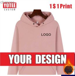 Men's Hoodies Sweatshirts YOTEE winter new men's and women's thickened hoodie custom embroidery printing solid color cotton fashion casual pullover LST230902