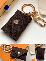 Keychains ED Designer Letter Wallet Keychain Keyring Fashion Purse Pendant Car Chain Charm Brown Flower Mini Bag Trinket Gifts Accessories y