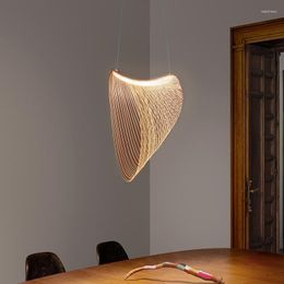 Pendant Lamps Italy Design Led Modern Lamp Minimalist Bedroom Dining Table Villa Suspended Hollow Wood Birch Lights