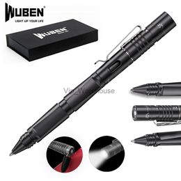 Torches WUBEN TP10 Tactical Pen Light Flashlight USB Rechargeable LED Flashlight Glass Breaker Writing Ballpoint Pen for Self Defence HKD230902