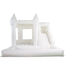 Free Delivery outdoor activities 13x13ft 4x4m Inflatable Wedding Bouncer house, white bouncy castle with slide and ball pit for kids