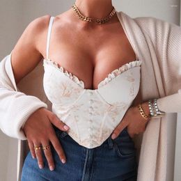 Women's Tanks Women Camis Fishbone Sash Jacquard Retro Vest 2023 Wear Out Printed Crop Top Fashion Strapless Bustier Corset Vintage Ropa