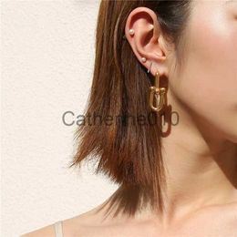 Stud New Fashion Stainless Steel U Shape Stud EarrDesign Chain Link Earrings for Women Man WeddParty Jewellery With Box J230902