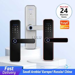 Door Locks TUYA App Waterproof Smart Electronic Door Lock X5 Biometric Fingerprint Electronic Password Remote APP Security Smart Door Lock HKD230902