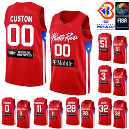 Print Puerto Rico 1 George Conditt Jersey Basketball 2023 World Cup 11 Stephen Thompson Jr. 0 Isaiah Pineiro 51 Tremont Waters 28 Ismael Romero National Team Shirt