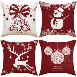 Pillow Christmas Decoration Throw Pillows Cover Snowman Elk Case Sofa Living Room Home Decor
