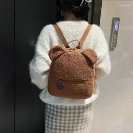 School Bags Cute Plush Women Backpack 2023 Autumn Winter Style Girls' Backpacks Personalised Embroidery Shoulder Bag Casual Female