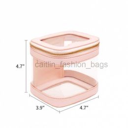 Totes Rownyeon Portable Pink Transparent PVC Square Travel Makeup makeup bag caitlin_fashion_ bags