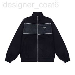 Mens Casual Luxury Jackets designer P Family Year New Product Spliced Patch Fabric Ribbon Triangle Logo Loose and Womens Outwear