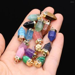 Charms Natural Stone Pencil Head Amethysts Pendant Lapis Lazuli Tiger Eye Rose Quartz For Jewellery Making DIY Necklace 1pc