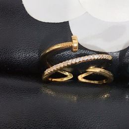 Fashion Wedding Band Rings Popular Designer Jewelry Brand Letter Nail Ring Gold Plated Silver Copper Jewellery Accessories Lovers Gift Adjustable Opening