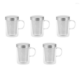 Tumblers 5X 500Ml Travel Heat-Resistant Glass Tea Infuser Mug With Lid Coffee Cup Tumbler Kitchen Large