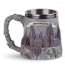 Mugs Resin Stainless Steel Beer Mug Household Cup 3D Signets Tankard Tea Coffee Milk Drinking Man Gift