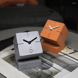 Table Clocks Creative Industrial Style Concrete Desk Clock Brief Art Cement Office Shop Desktop Decorative No Second Hand