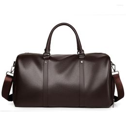 Duffel Bags Leather Business Large Luggage Travel Bag Brown Black Travelling For Men With Shoes Position Sports