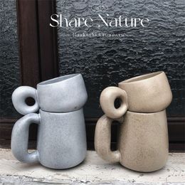 Small Coffee Mugs Handmade Mug Set with One-finger Handle for Mocca,Latte,Cereal,Yogurt and Beverage