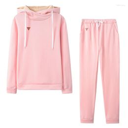 Women's Two Piece Pants 2023 Hoodies And Sweatpants Pullover Sporty Woman Suit Leisure Solid Colour Pieces Set Tracksuit Training Jogging