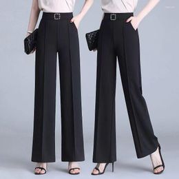 Women's Pants Fashion Office Belt Straight Suit Women Spring Summer High Waist Pocket Wide Leg Trousers Lady All Match Casual