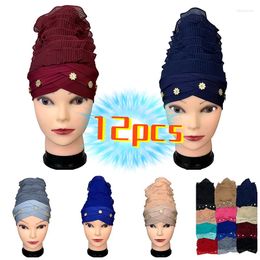 Ethnic Clothing Wholesale 6/12pcs Est Elegant Turban Hats Women Cap Beaded For India Hat Scarfs Head Wrap Headband Girl Hair Accessories