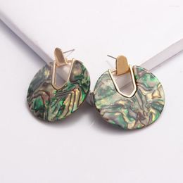 Dangle Earrings 3 Colours Round Shell Print Acrylic Acetate Sheet Charms Gold Colour Fashion Brand Women Jewellery