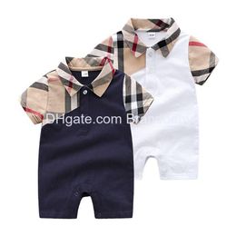 Rompers Designer Baby Infant Romper Boy Clothes Short Sleeve Bornl Cotton Clothing Toddler Drop Delivery Kids Maternity Jumpsuits Dhw46