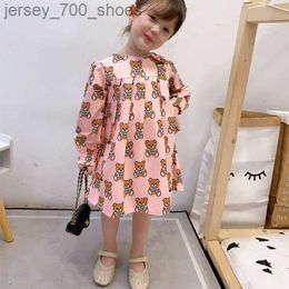 Clothing Summer Brand Cartoon Letter Style Kids Girl Clothes Long-sleeved Bear Print Baby Girls Princess 2-10 Year