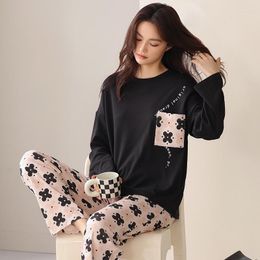 Women's Sleepwear Cotton Print Long Sleeve Pyjama Sets For Women Autumn Korean Cute Suit Pyjamas Homewear Pijama Mujer Home Clothes