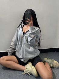 Women's Hoodies 2023 Fall High-quality Couples Heavy Earth Colour Cardigan Loose Hooded Long-sleeved Zipper Sweater