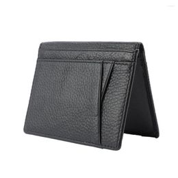 Card Holders Soft With 8 Slots Bifold Purse Small Business Wallet Super Slim Genuine Leather Men