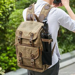 Backpack Multifunction Waterproof Capacity Wax Dye Canvas Outdoor Bag Pography Camera SLR Shoulder