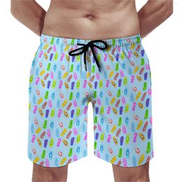 Men's Shorts Summer Board Colorful Vacation Sportswear Flip Flop Pattern Beach Hawaii Quick Dry Swim Trunks Plus Size