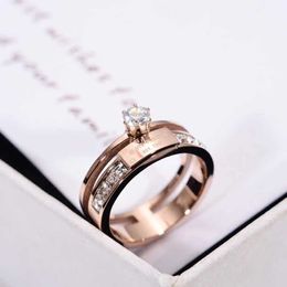 2021 Hot Sale Luxury Micro Mosaic Zirconia Rings For Woman Wedding Lover Stainless Steel Ring Diamond Rose Gold Plated Wholesale