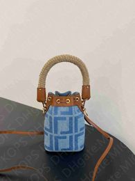 Fashion Canvas Bucket Crossbody Bag 1:1 Mirror Quality Women Wrist Bag with Drawstring Opening Mini Designer Bag