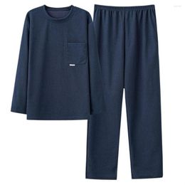 Men's Sleepwear Autumn Winter Men Pajamas Set Cotton Print Nit Suit Casual Lon Sleeve Plaid Pants Pyjamas Plus Size Omewear 4XL