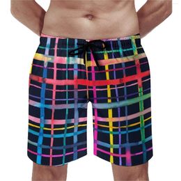 Men's Shorts Abstract Geometry Board Summer Chequered Sports Fitness Beach Short Pants Men Quick Dry Hawaii Oversize Swimming Trunks