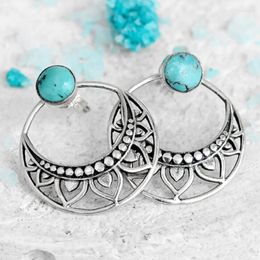 Stud Earrings Celtic Design Turquoise Front Back Boho Ear Jacket For Women Bohemian Pair Of Accessories Gypsy