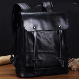 Backpack Luggage Men Handbag Schoolbag Casual Preppy Style Retro Fashion Student Pack PU Leather Boys Leisure Travel School Bag