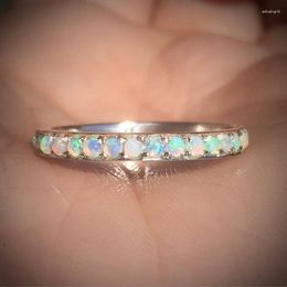 Cluster Rings Arrive Fashion Opal Round Bead Ring For Women Girls Lovely Wedding Party Jewellery Gifts Jz386