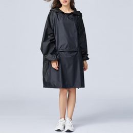 Women's Trench Coats Windbreaker Raincoat With Hood Solid Colour Fashionable Batwing Sleeve Long And Womens Rain Jacket