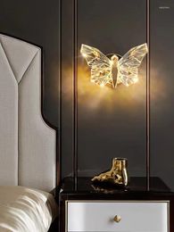 Wall Lamps Butterfly Lamp Nordic Bedroom Bedside Luxury Home Decoration Salon Luminaria Simple Living Room Hallway Light