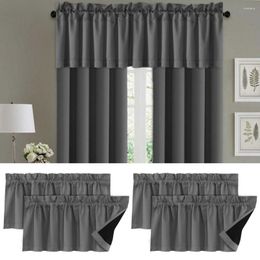 Curtain Valance With Blackout Coating Solid Colour Elegant Light Blocking For Room Home