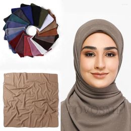 Ethnic Clothing 90x90cm Plain Shiny Square Chiffon Instant Hijab For Women Solid Headscarf Echarpe Foulard Femme Bufandas Muslim Sjaal